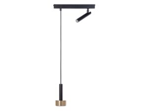 Miniaturka 1 - Lampa wisząca Stamp 1 + 1 czarno-złota szczotkowana, zwis i ruchomy punkt sufitowy