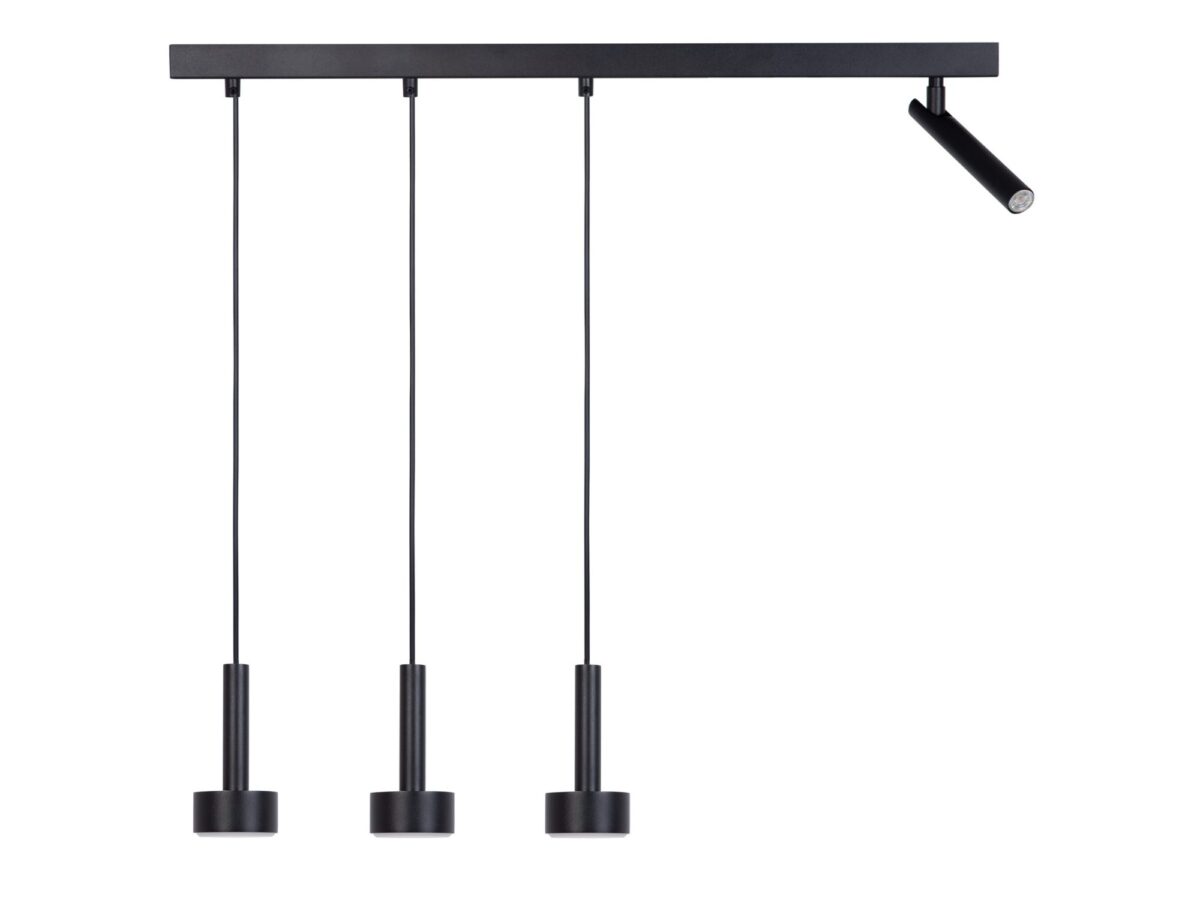 Lampa wisząca Stamp 3+1 z trzema zwisami i ruchomym reflektorem