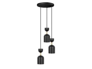 Miniaturka 3 - Czarna lampa wisząca SUPURU 3P z mosiężnymi dodatkami
