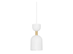Miniaturka 2 - Biała lampa wisząca SUPURU z mosiężnym łącznikiem, pełny widok