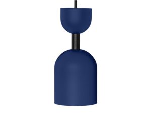 Miniaturka 8 - Granatowa lampa wisząca SUPURU z metalowym kloszem i czarną rurką na białym tle