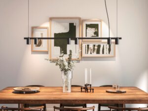 Miniaturka 3 - Enola 2.0 M czarna lampa sześciopunktowa w aranżacji jadalni