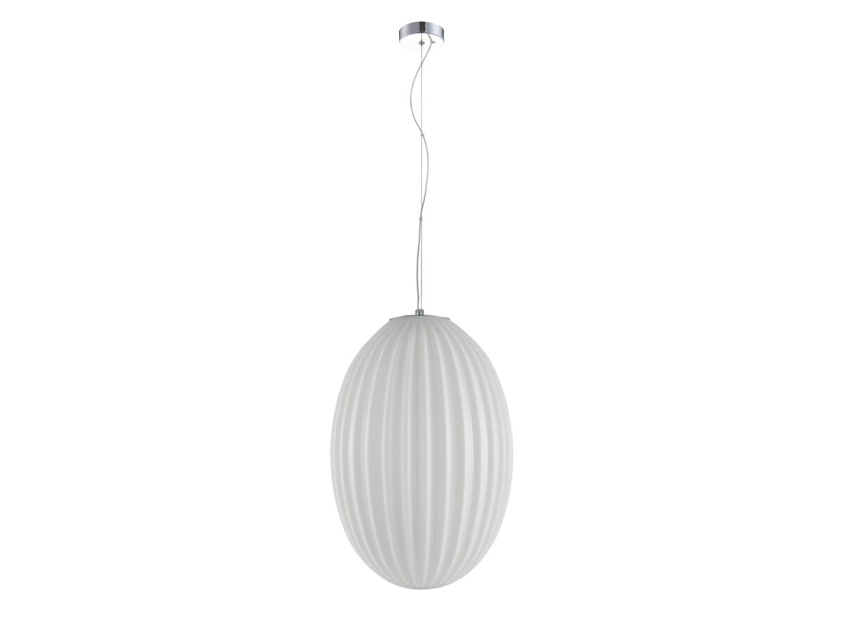 Lampa wisząca szklana owalna żebrowana E27 30 cm