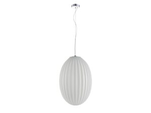 Miniaturka 10 - Lampa wisząca z owalnym białym żebrowanym kloszem – widok całości