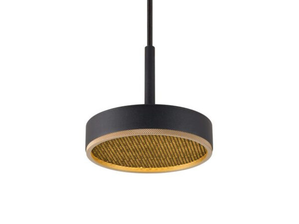 Lampa wisząca Grip! Flat 48 V, czarno-złota oprawa na szynie, widok główny