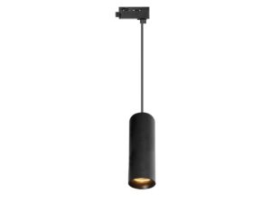 Miniaturka 6 - Czarna lampa wisząca do szyny jednofazowej GU10, pełny widok na białym tle