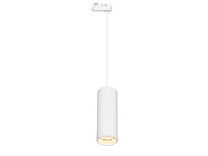 Miniaturka 5 - Biała lampa wisząca szynowa jednofazowa GU10 z cylindrycznym kloszem