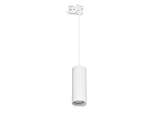 Miniaturka 1 - Biała lampa wisząca szynowa GU10 z widokiem cylindrycznego klosza