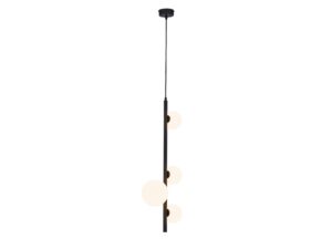 Miniaturka 3 - Czarna lampa wisząca Taida z mlecznymi kloszami widziana z boku