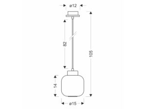 Miniaturka 1 - Rysunek wymiarowy lampy Talamo wysokość 105 cm klosz średnica 15 cm