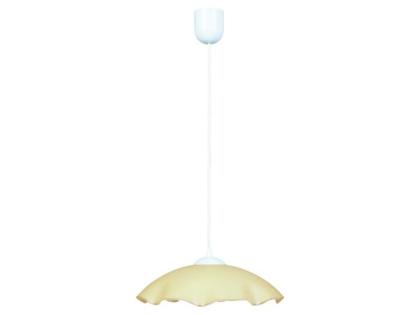Lampa wisząca Talavio 32 cm z beżowym szklanym kloszem o falistej krawędzi