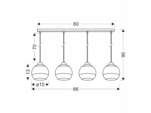 Miniaturka 2 - Lampa wisząca Talomina cztery klosze rysunek wymiarowy