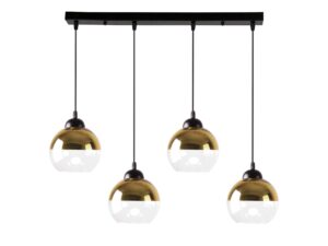 Miniaturka 3 - Lampa wisząca Talomina cztery złote klosze i czarna oprawa