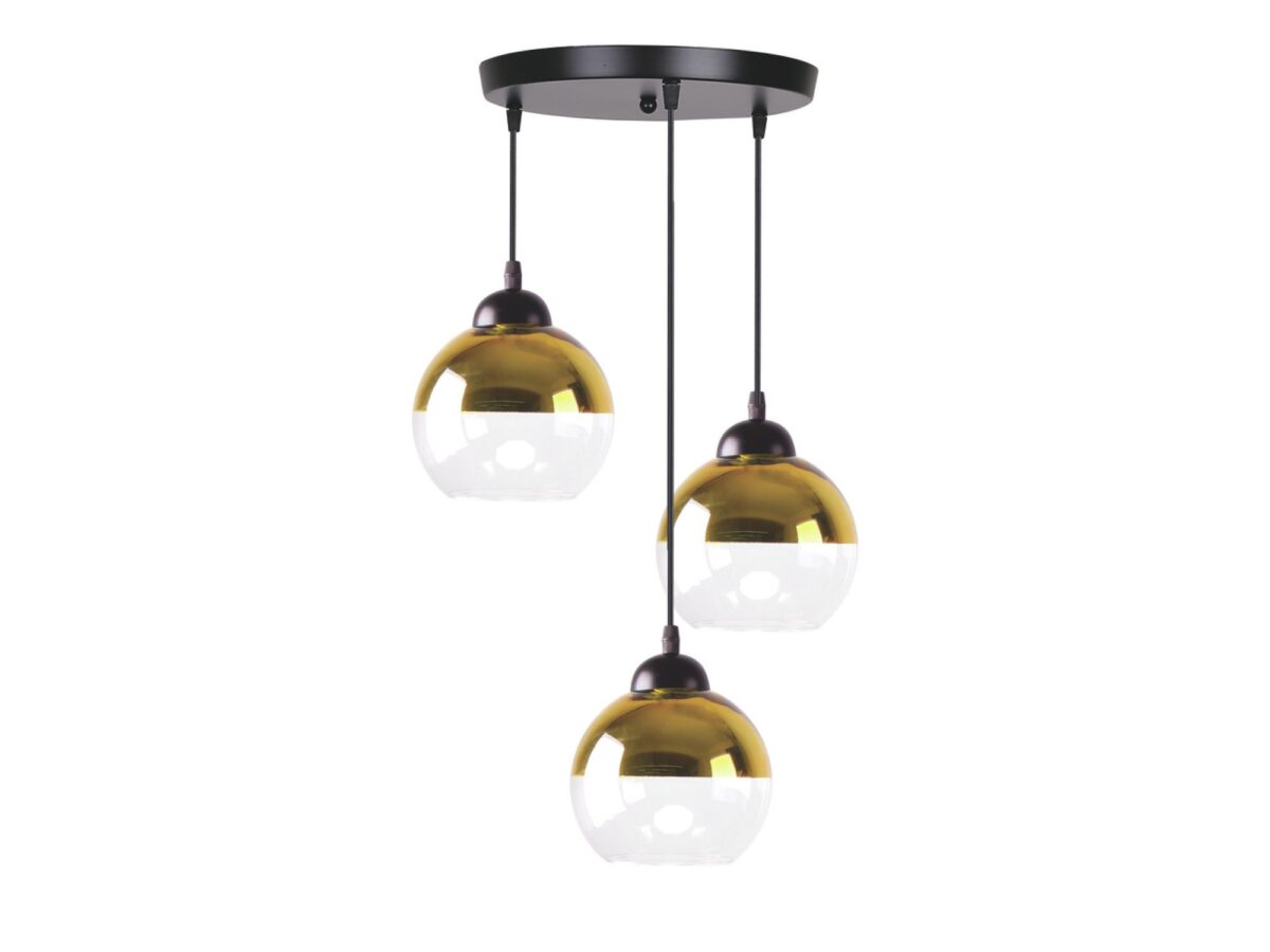 Lampa wisząca Talomina potrójna 3 × E27 43 cm czarno-złota