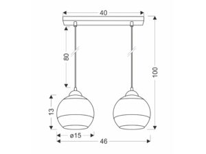 Miniaturka 2 - Lampa wisząca Talomina dwupunktowa rysunek wymiarowy