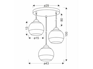 Miniaturka 2 - Lampa wisząca Talomina 3 × E27 – schemat wymiarowy