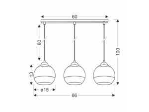 Miniaturka 2 - Lampa wisząca Talomina trzypunktowa rysunek wymiarów