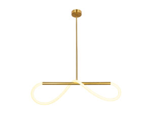 Miniaturka 3 - Lampa wisząca LED Tamirio ze złotą belką i białą falującą linią światła