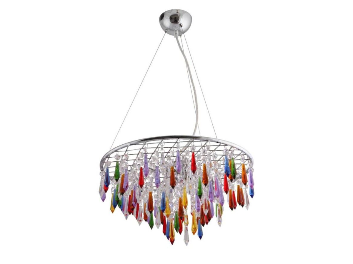Lampa wisząca Tamona 4-punktowa z kolorowymi kryształkami