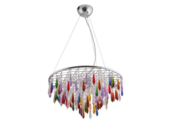Lampa wisząca Tamona 4-punktowa z kolorowymi kryształkami