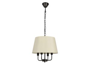 Miniaturka 4 - Lampa wisząca Telerio 4-punktowa z beżowym abażurem na czarnym łańcuchu