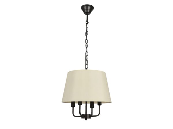 Lampa wisząca Telerio 4-punktowa z beżowym abażurem na czarnym łańcuchu