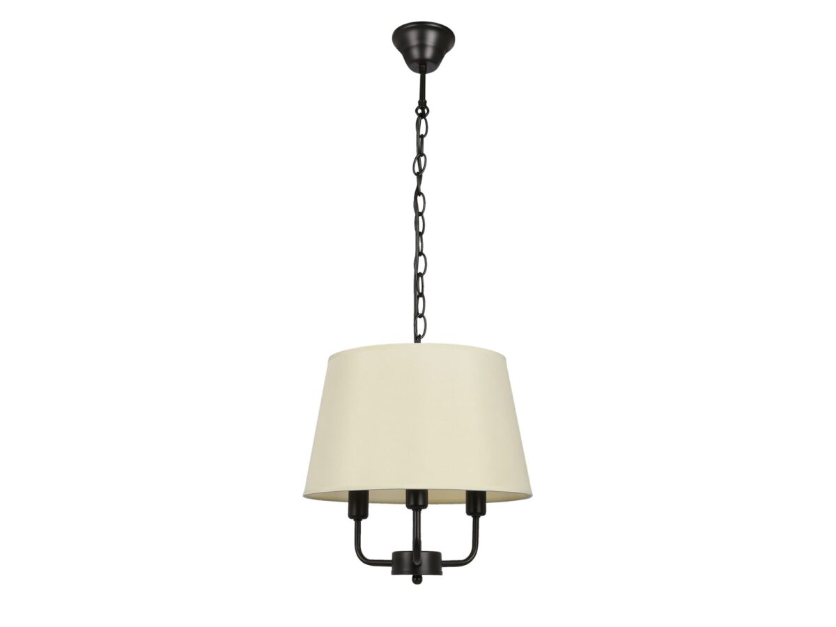 Lampa wisząca Telerio 3-punktowa czarna z beżowym abażurem