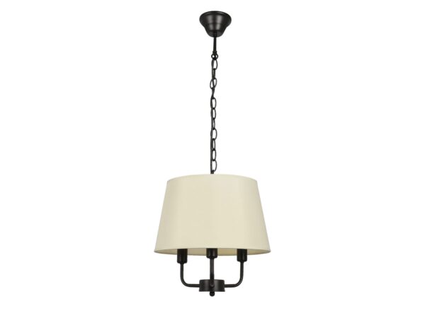Lampa wisząca Telerio 3-punktowa z beżowym abażurem i czarnym łańcuchem