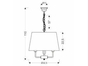 Miniaturka 3 - Rysunek wymiarowy Telerio 3-punktowa wysokość 110 cm i abażur 32,5 cm