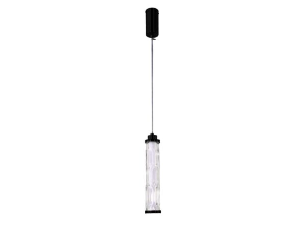 Lampa wisząca Telimio LED 10 W z krótką przezroczystą tubą na białym tle
