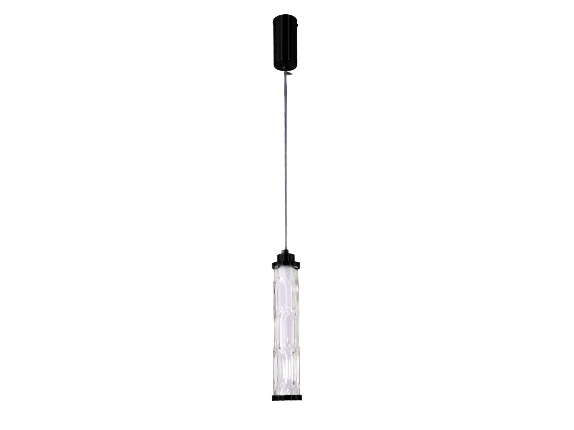 Lampa wisząca Telimio LED 10 W z krótką przezroczystą tubą na białym tle