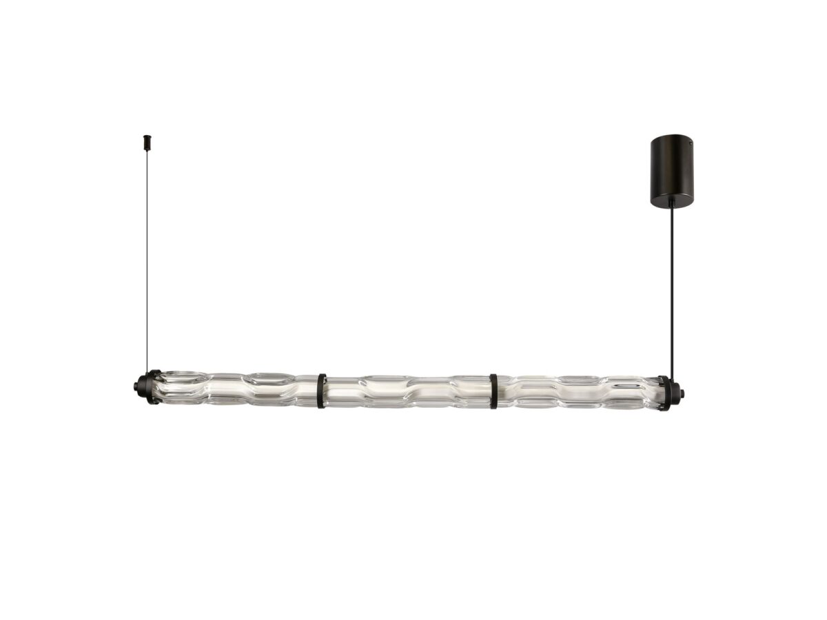Lampa wisząca LED Telimio 25 W 97 cm czarna z przezroczystymi kloszami
