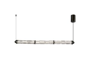 Miniaturka 5 - Lampa wisząca Telimio czarna LED z trzema przezroczystymi kloszami na białym tle