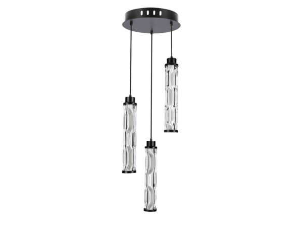 Lampa wisząca Telimio czarna przezroczyste klosze trzy LED