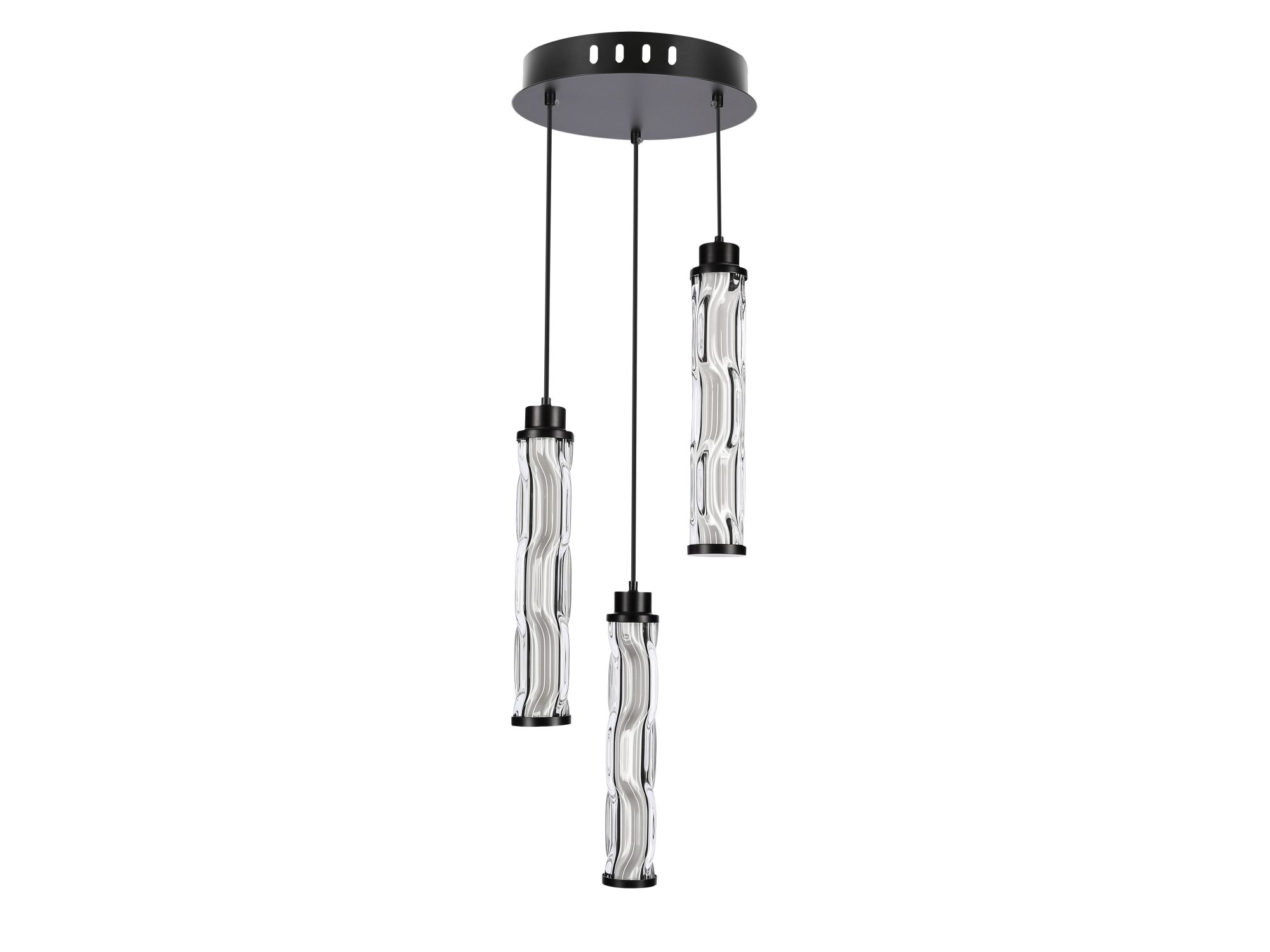 Lampa wisząca Telimio czarna przezroczyste klosze trzy LED