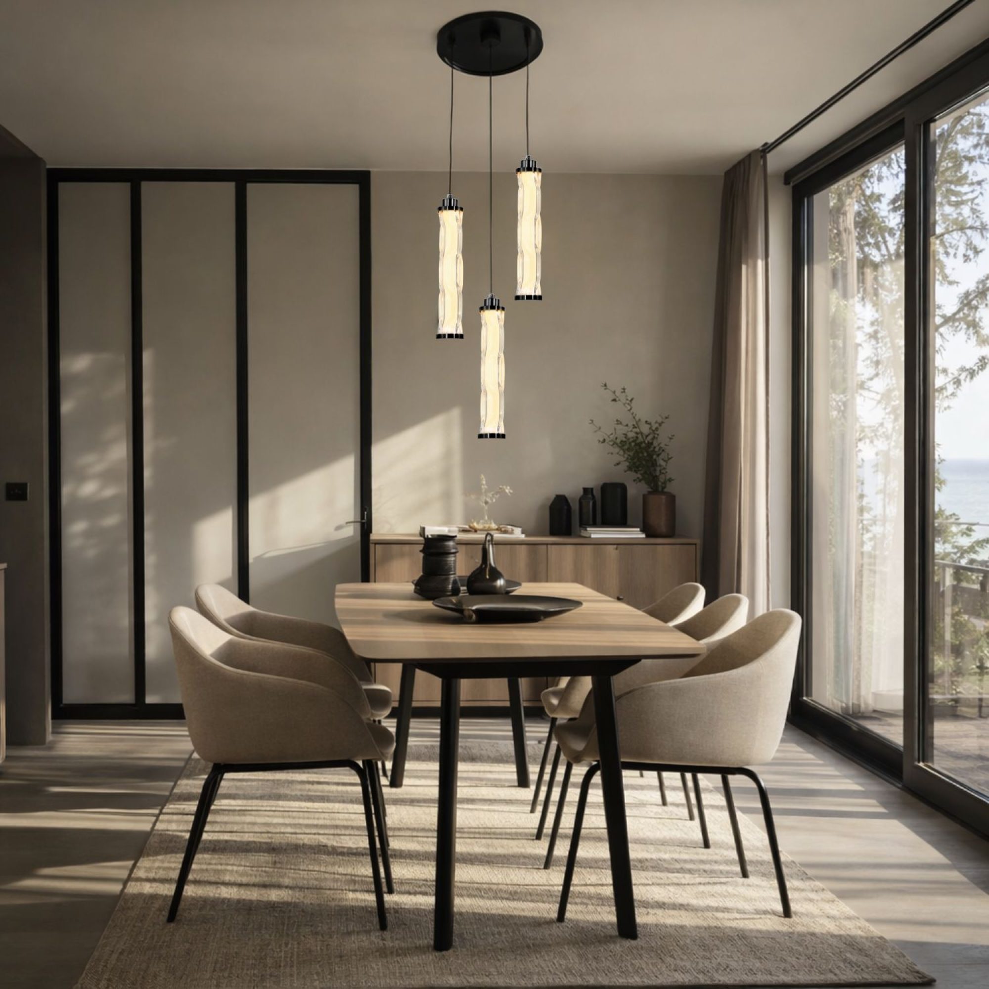 Lampa wisząca Telimio LED 3000 K we wnętrzu trzecie ujęcie