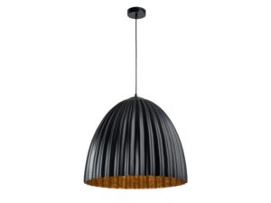 Miniaturka 2 - Lampa wisząca Telma 50 M czarno-miedziana z ryflowanym kloszem