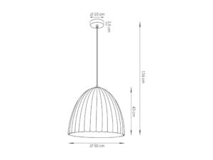 Miniaturka 10 - Rysunek wymiarowy lampy wiszącej Telma 50 M, średnica 50 cm i klosz 43 cm
