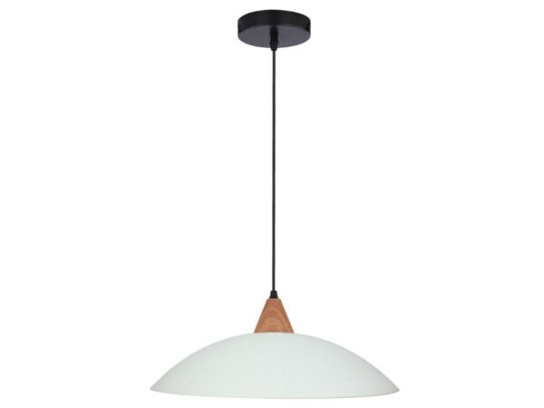 Lampa wisząca Telodeta z białym szklanym kloszem i czarnym zawieszeniem