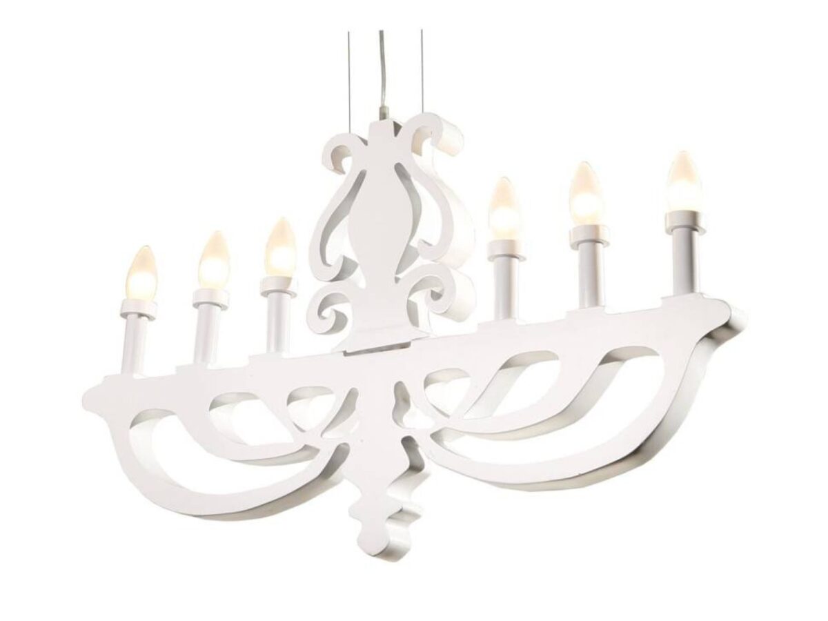 Lampa wisząca Telomino biała 6×E14 dekoracyjna 120 cm