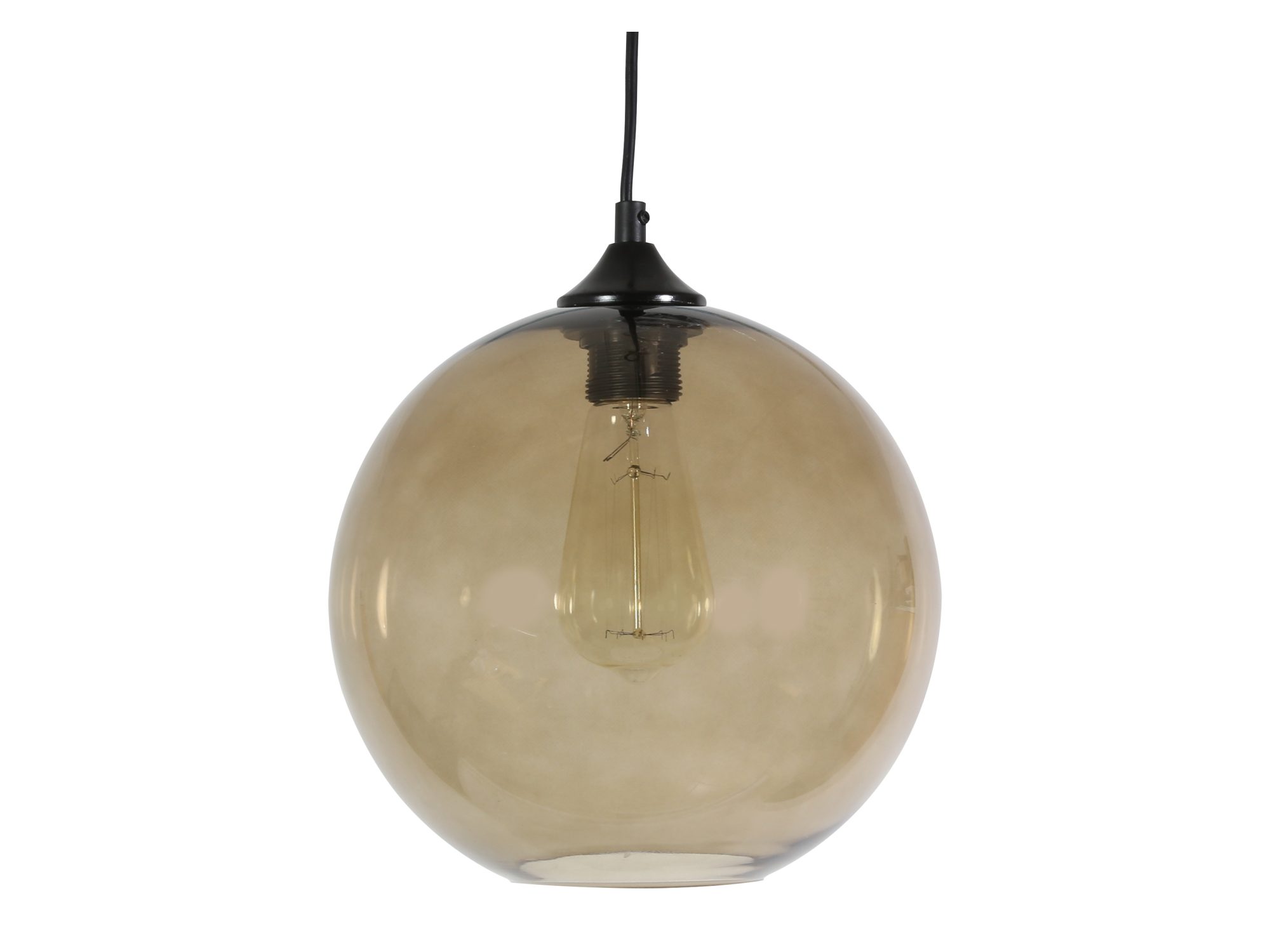 Lampa wisząca Telonio z brązowym szklanym kloszem na białym tle