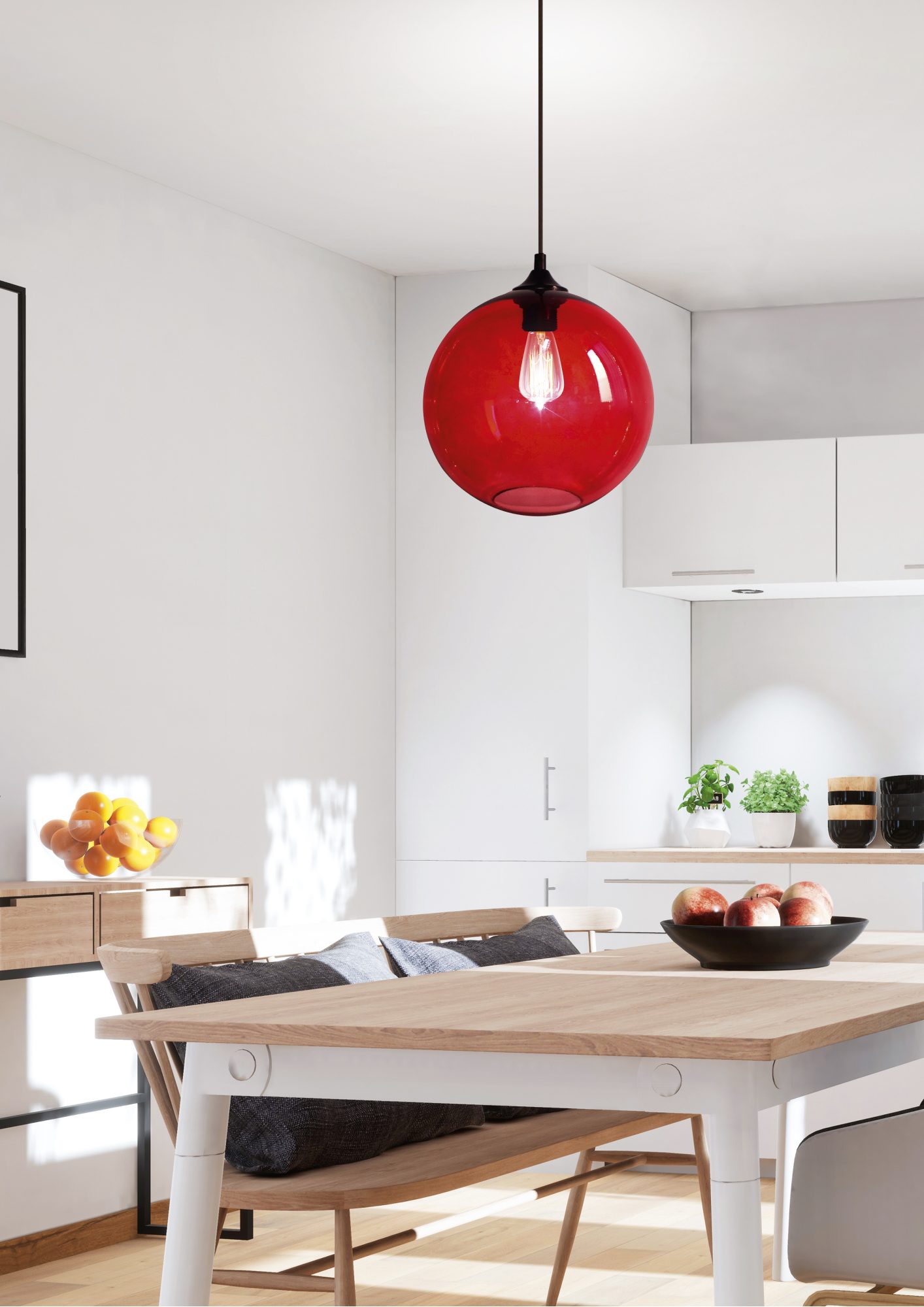 Lampa wisząca Telonio czerwony – aranżacja wnętrza