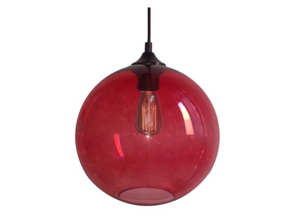 Lampa wisząca Telonio z czerwonym kulistym kloszem szklanym