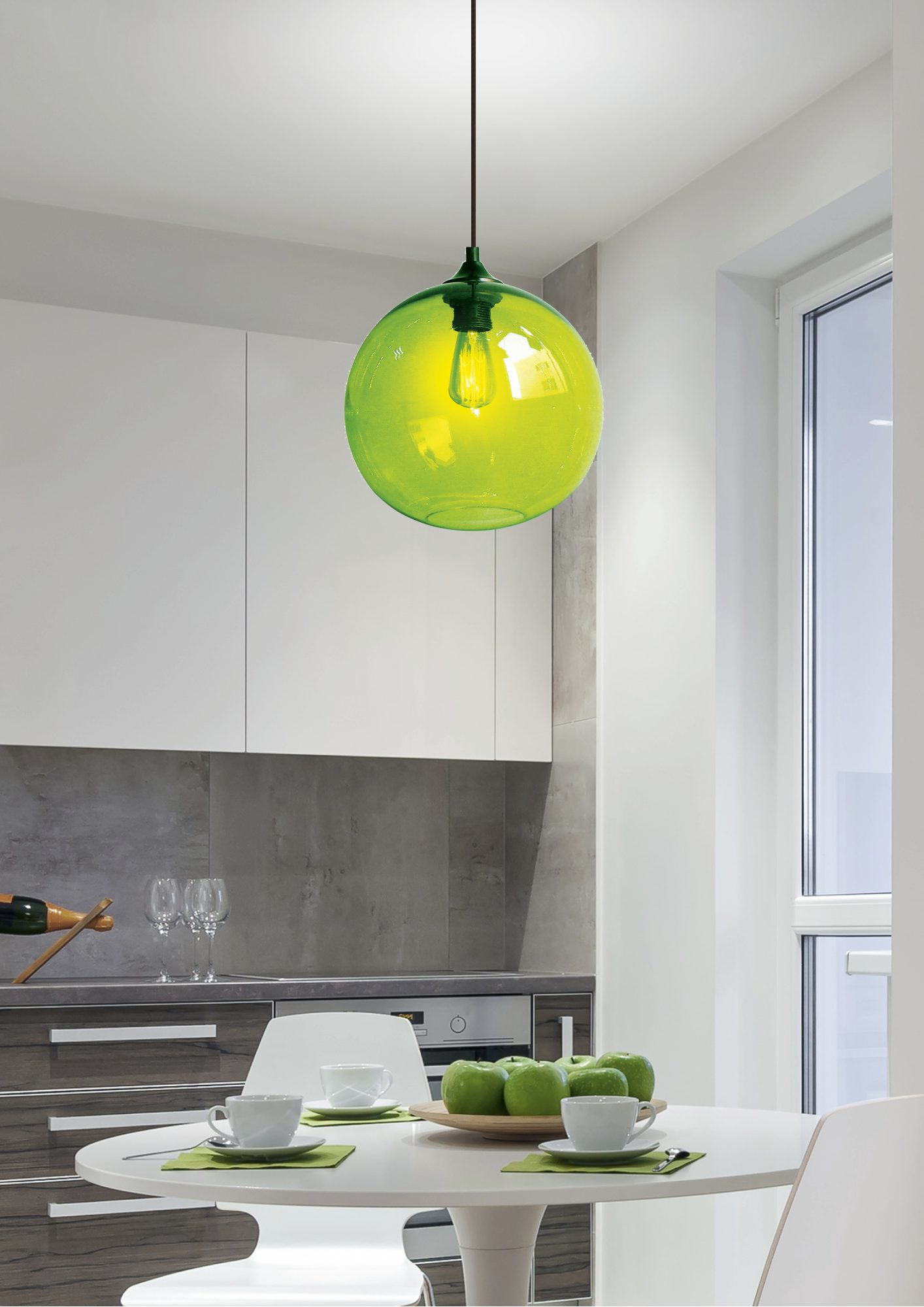 Lampa wisząca Telonio zielony – aranżacja wnętrza
