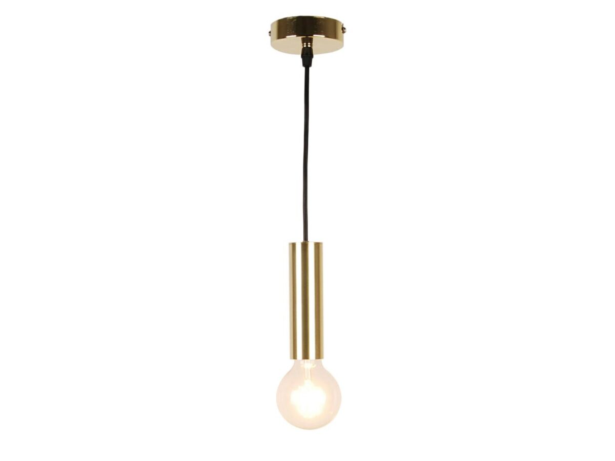 Lampa wisząca Telovora złota pojedyncza z cylindrem