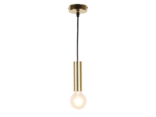 Złota pojedyncza lampa wisząca Telovora z cylindryczną oprawą