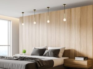 Miniaturka 1 - Złota jednopunktowa lampa wisząca Telovora w aranżacji