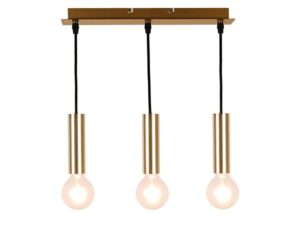 Miniaturka 3 - Złota trójpunktowa lampa wisząca Telovora z trzema cylindrycznymi oprawami