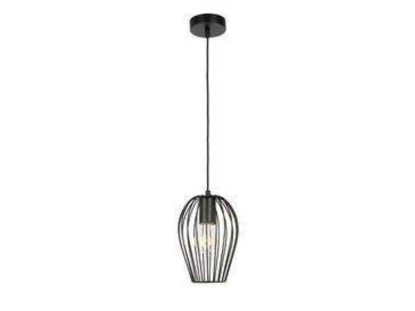 Lampa wisząca Teramano czarna z ażurowym kloszem na białym tle