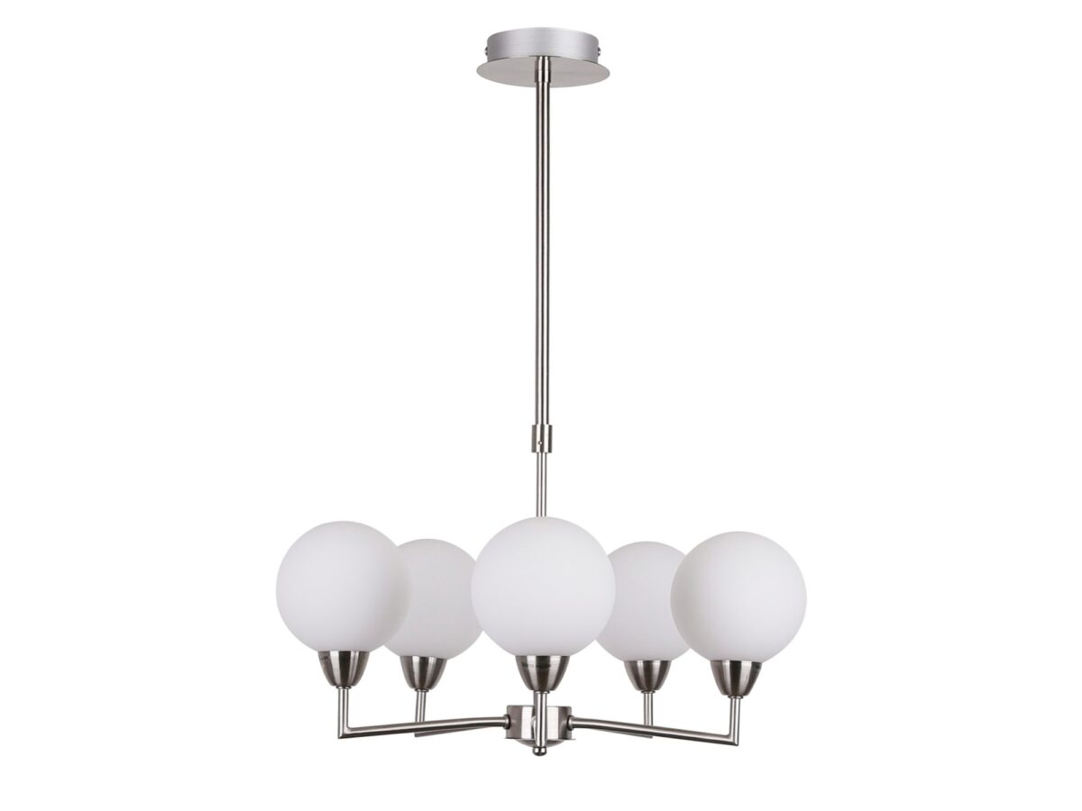 Lampa wisząca Teravio 5-punktowa z białymi kulami 45 cm